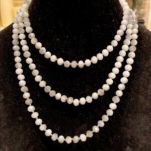 Grey and White Aurora Borealis Crystal Necklace
